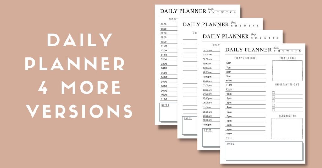 Daily planner printable, free