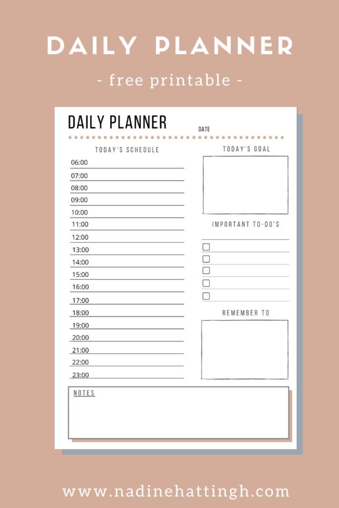 Daily planner printable, free